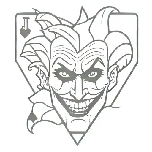 Old School Joker Card With Black And White Jester