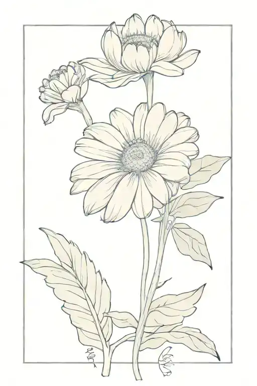 Custom Name Birth Flower Growing Out Of A Daisy