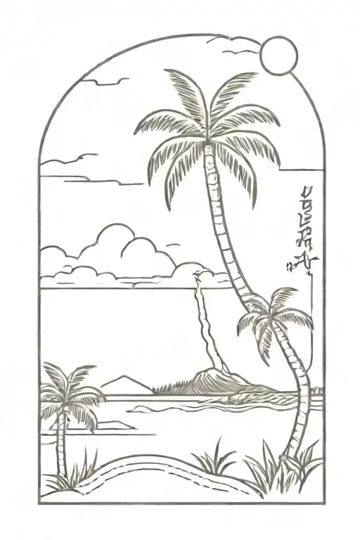 Hawaii Beach Scene With Palm Trees