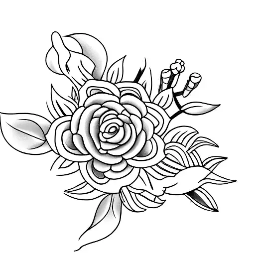 Clove Flower Tattoo 5Cm In Black In Fine Line