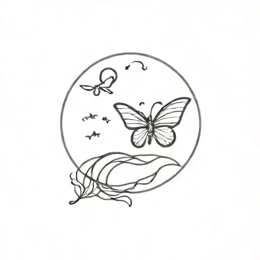 Moon With Sea And Butterfly