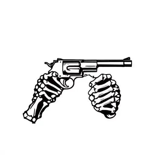 Gun With Skeleton Hand Holding
