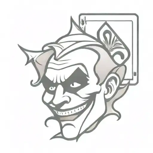 Old School Joker Card With Black And White Jester