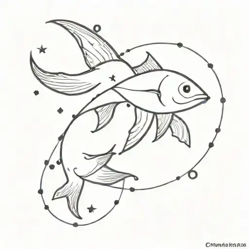 A Minimalist Tattoo Design Of A Smiling Pisces Constellation