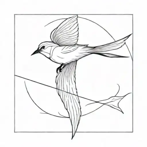 Swallow And Line Work Design