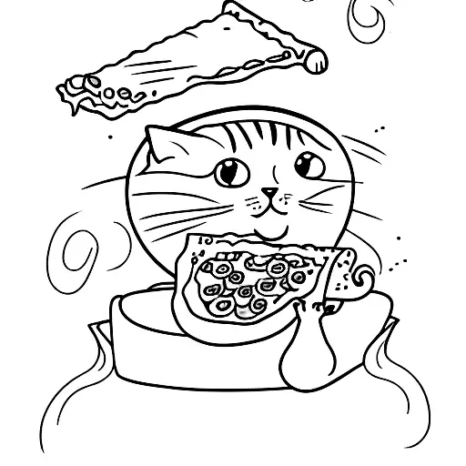 Cat With Pizza And Wine