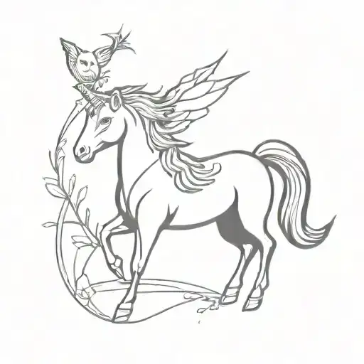 Rampant Unicorn And Owl