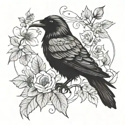 Raven Book Flower Ivy Fire