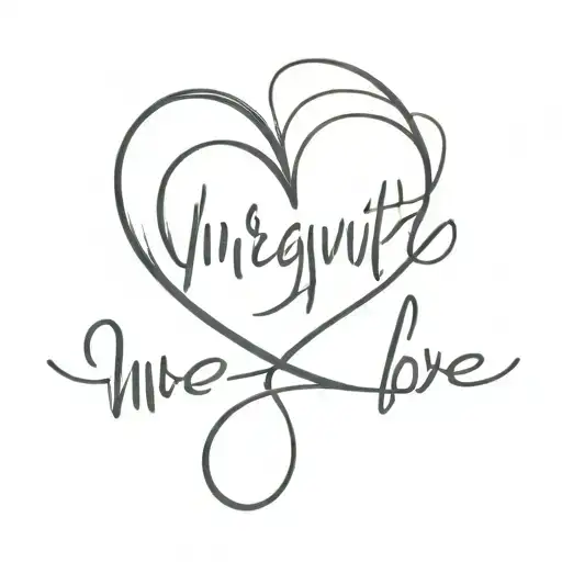 Unrequited Love In Cursive With A Heart