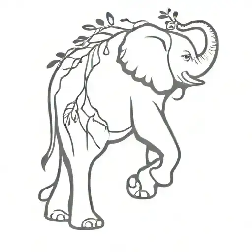 Elephant With Tree Branch