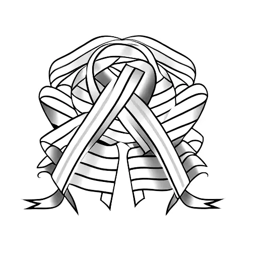 Cancer Ribbon With American Flag