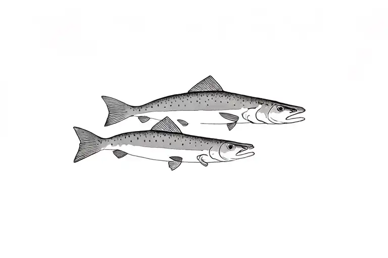 Three Minimal Small Trout In Black And Grey