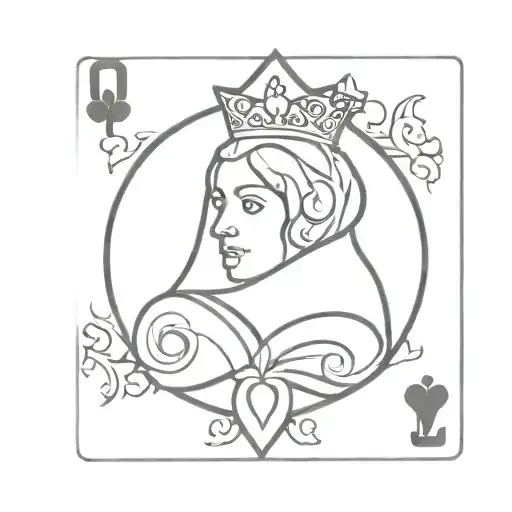 A Minimalist Design Of A Stylized Queen Of Spades Playing Card