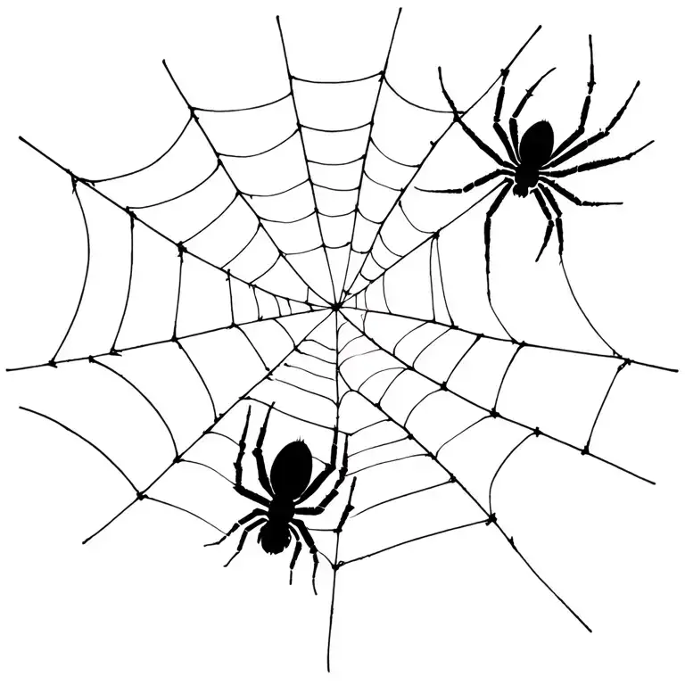 Spiderweb And Blackwidow Spider Weaving A Web
