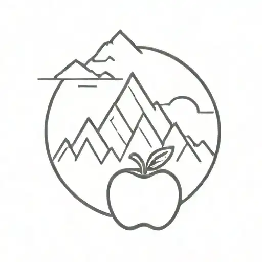 Small Apple In Front Of Mountain Skyline