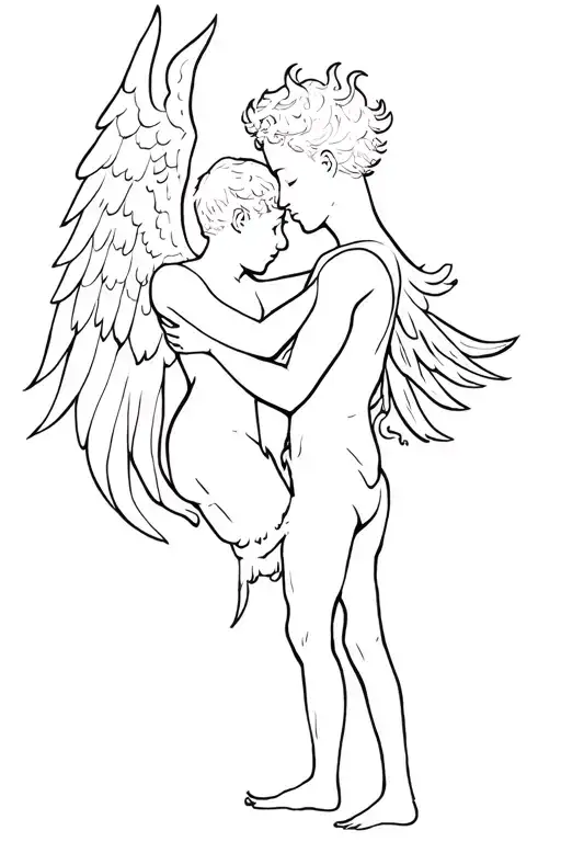The Demon Hugs The Angel Boy