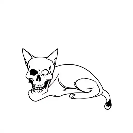 Cat Laying In A Skull