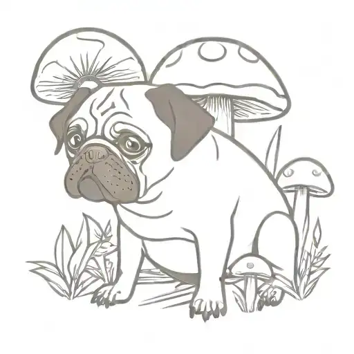 Creepy Pug Having Mushrooms Coming From One Eye