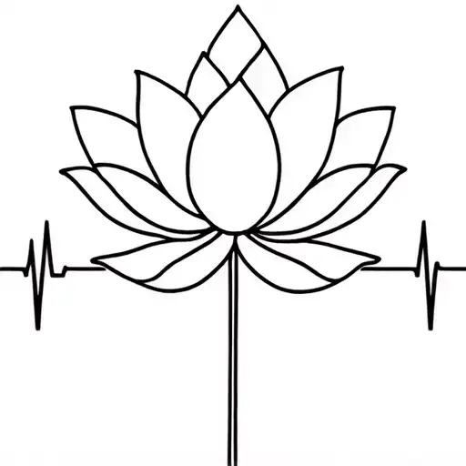 Lotus Flower And Heartbeat Line