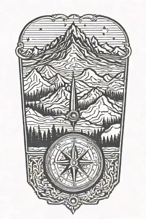 Inner Forearm Small A Compass With Mountains And Trees Surrounding It