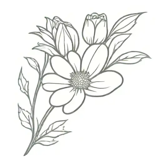 Custom Name Birth Flower Growing Out Of A Daisy