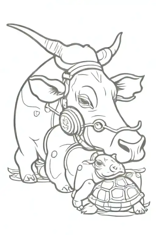 Cows And Turtle Wearing Headphones