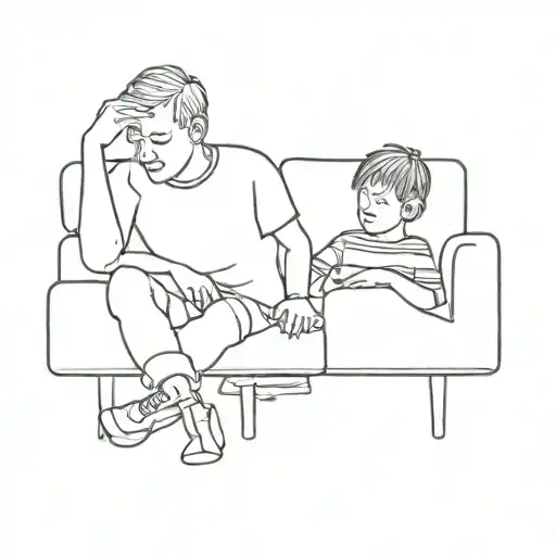 A Kid With His Dad Watching Tv