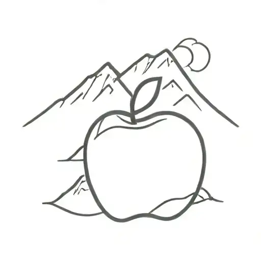 Simple Apple In Front Of A Mountain Range