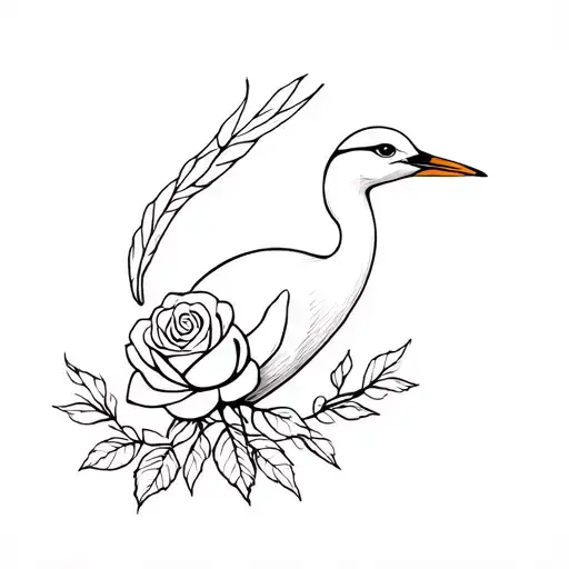 Crane Avec Rose Surrounded