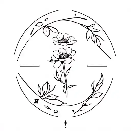 July Flower And Zodiac Sign Intertwined