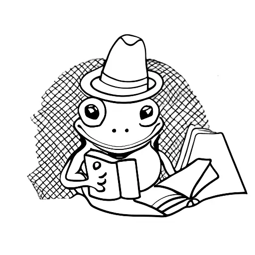 Frog In Suit With A Hat Reading A Book