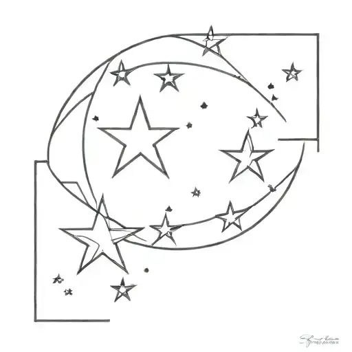 Minimal Ink Tattoo With Stars And Line