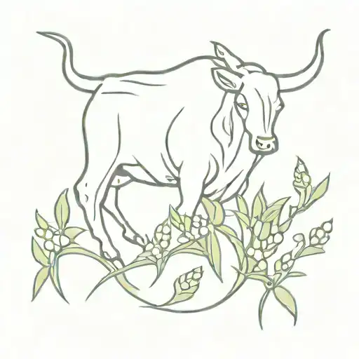 Bull In Field Of Lily Of The Valley