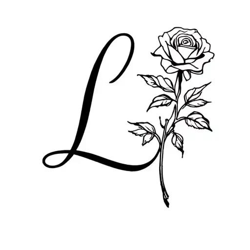 L Letter With A Rose