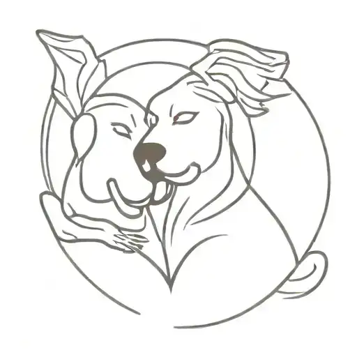 2 Dogs Hugging Smiling Sun