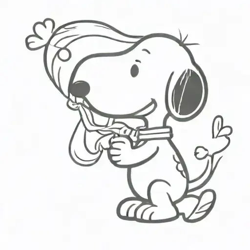 A Minimalist Illustration Of Snoopy And Woodstock Sharing A Special Moment