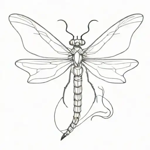 Generate Scatch Dragon Fly For Tattoo In Dark Style Symmetrically Top View