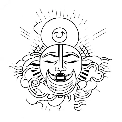 Sun And Air Elements Minimal Tattoo Design