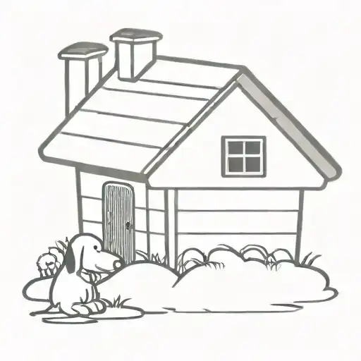 A Minimalist Design Of Snoopy's Iconic Doghouse With A Pop Of Color