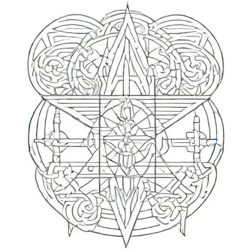 Lines Drawing With Spiritual Symbols