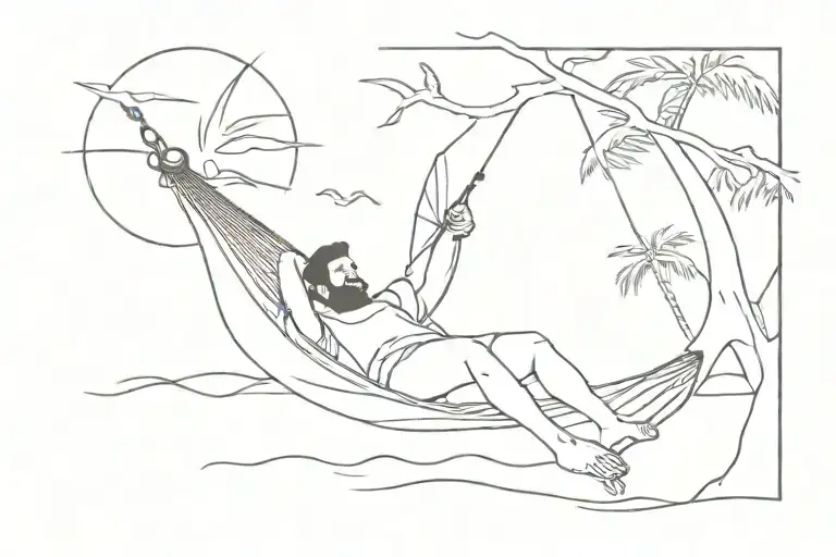 Chilling Guy In Hammock At The Beach Sunset