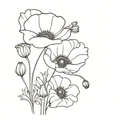 Poppy And Daisy Flowers Hugging