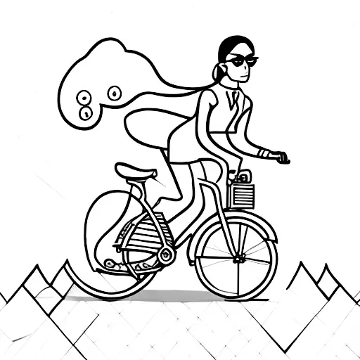 Living Room With Dog On Carpet And Bike On Wall