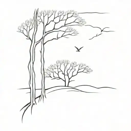 A Tattoo Design Of A Basic Tree Lines