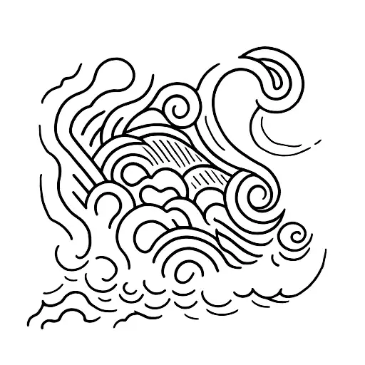 Small Wave Lines Tattoo With Sun