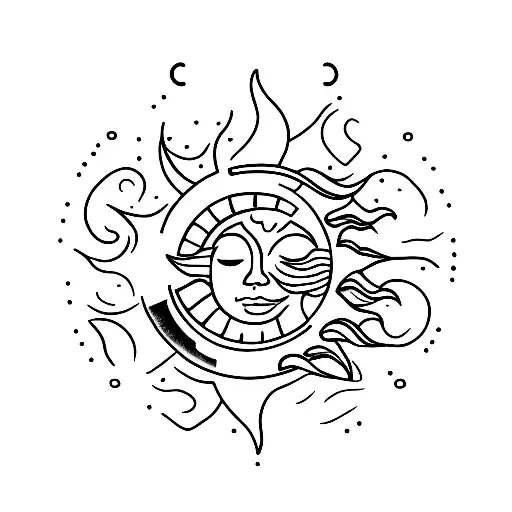 Sun And Air Elements Minimal Tattoo Design