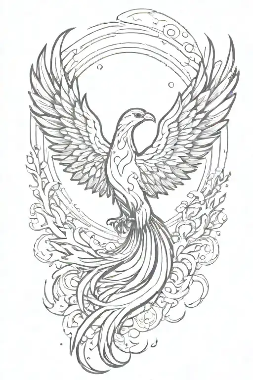 Create A Tattoo Of A Phoenix Rising From The Ashes Symbolizing Spiritual Growth And Transformation