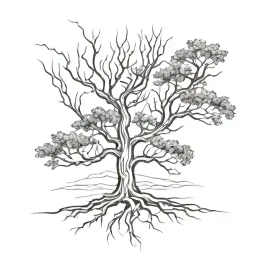 A Tattoo Design Of A Basic Tree Lines
