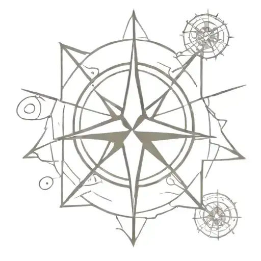 Compass Rose Intertwined With And Anchor