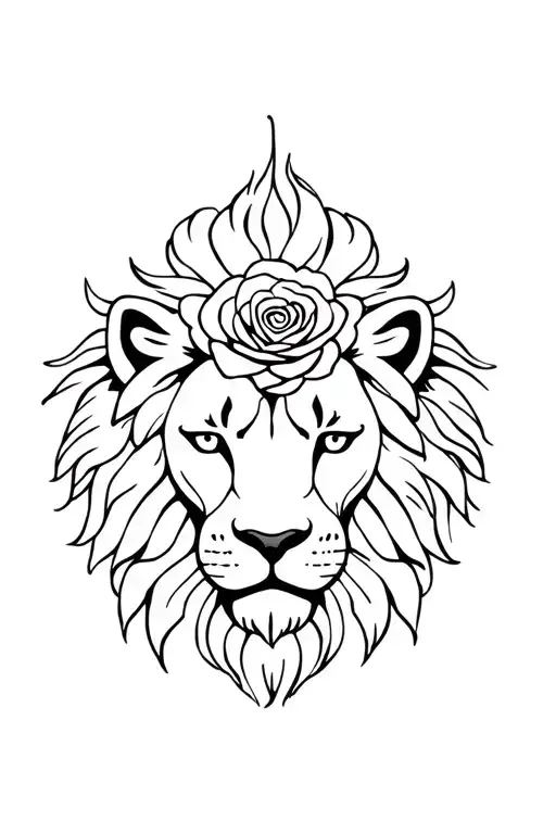 Lion's Head That Rules With A Rose That Ends On The Wrist